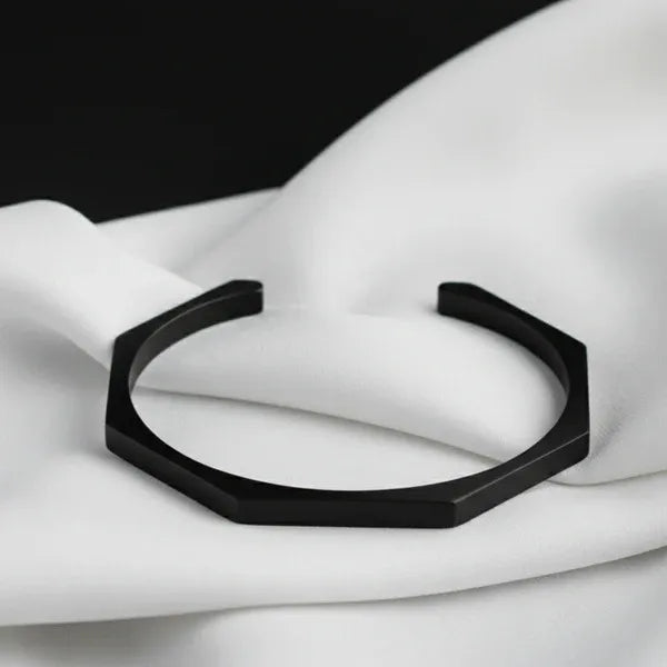 Stainless Steel Hexagon Cuff Bangle