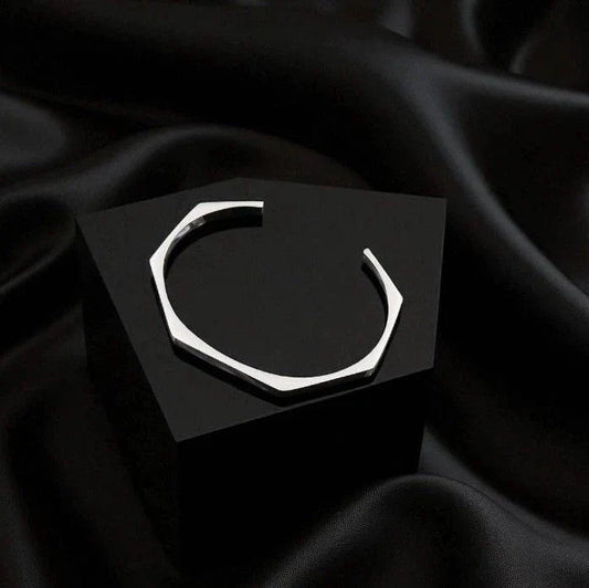 Stainless Steel Hexagon Cuff Bangle