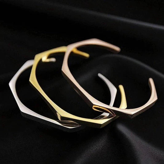 Stainless Steel Hexagon Cuff Bangle